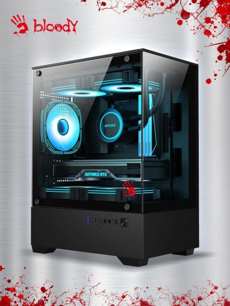 Корпус Bloody CC-125 черный без БП mATX 5x120mm 2xUSB2.0 1xUSB3.0 audio bott PSU