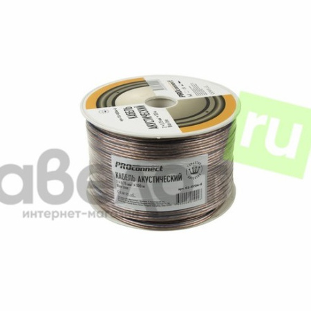 Кабель акустический 2*0.75мм2, PVC CCA, прозрачный, бухта 100м, ProConnect BlueLine 01-6204-6
