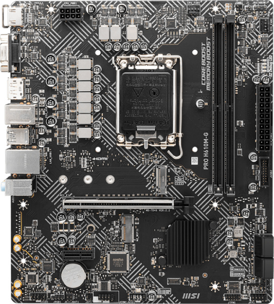 Мат.плата S1700 H610 MSI PRO H610M-G (mATX,2DDR5,M.2,4SATA3,VGA,HDMI,DP,PC4800)