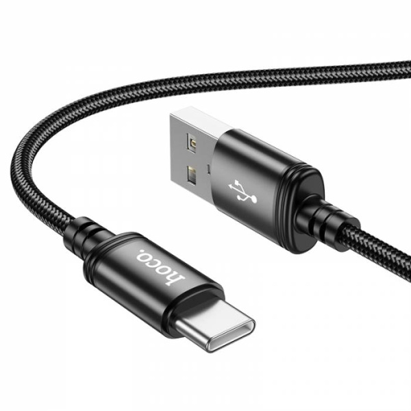 Кабель USB Type-C (m) - USB(m) HOCO X89 1м 3A ,текстильный, черный