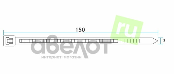 Стяжка(хомут) кабельная нейлоновая 150х2.5, черный, упаковка 100штук, Rexant 07-0151