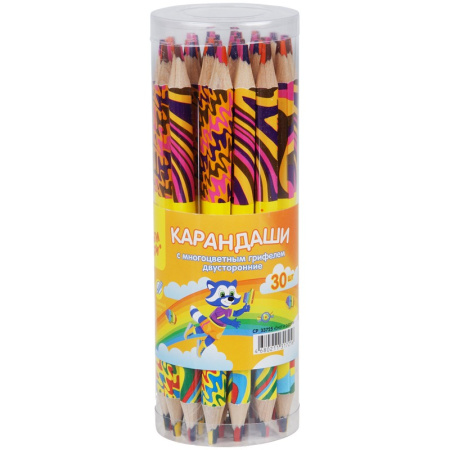 Карандаш Мульти-Пульти "Енот и радуга" с многоцветным грифелем, утолщенный, двусторонний CP_33725