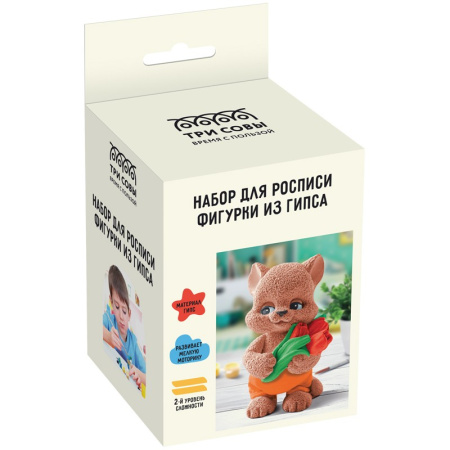 Набор для росписи из гипса ТРИ СОВЫ "Котенок с букетом" с красками и кистью (НР_47809)