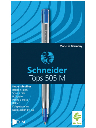 Ручка шариковая SCHNEIDER Tops 505 M синяя, 1мм., прозрачный корпус (150603)