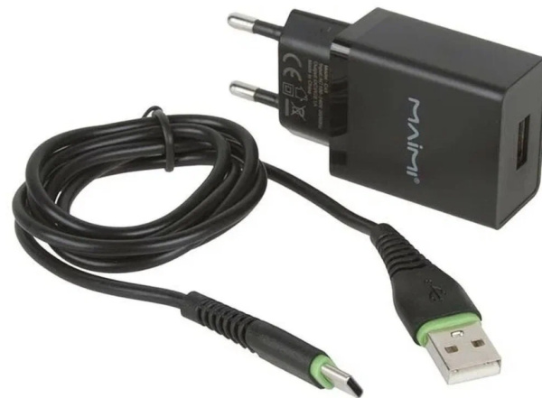 Зарядное_устройство - USB_2.1A+ кабель Lighting MAIMI T13, черный