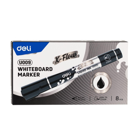 Маркер для доски DELI "X-flow" жидкие чернила, 2мм, черный (EU009-BK)