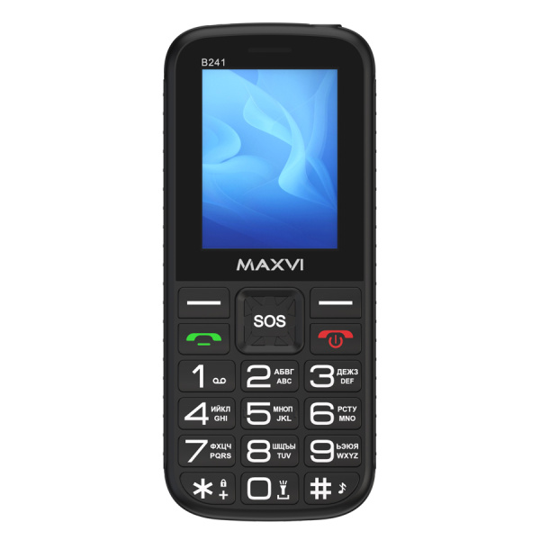 Сотовый Maxvi B241 Black 2sim/2.4"/320*240/microSD/1.3МП/Bt/2300мАч/моноблок