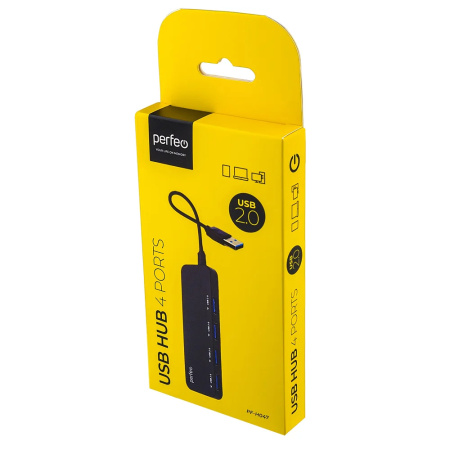 USB_Хаб 4xUSB Perfeo PF-H047 черный