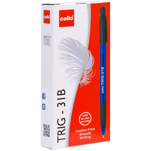 Ручка шариковая Cello "Tri-Grip blue barrel" синяя, 0,7мм, грип, 747