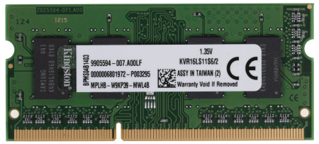 Оперативная память Kingston ValueRAM 2Gb DDR3L-1600 SO-DIMM (KVR16LS11S6/2)