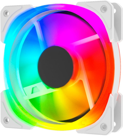 Кулер в корпус 140х140х25 Powercase (CM21-14W ARGB) White (800-1500prm/4pin PWM+ARGB Sync/подшипник гидравлический/ARGB)