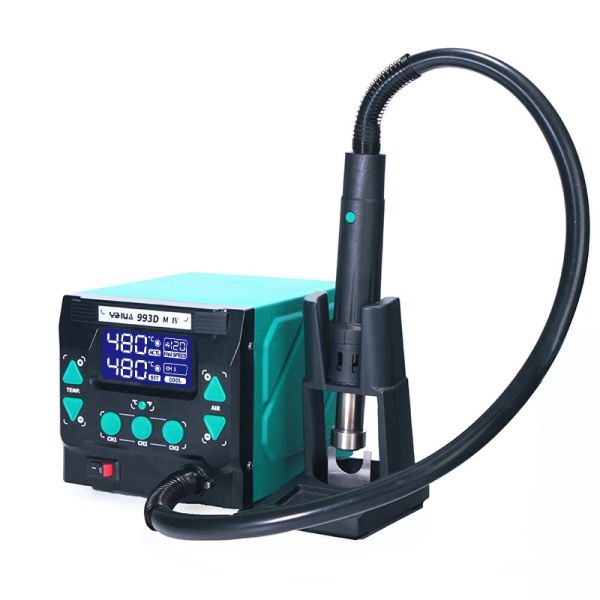 Паяльная станция Yihua 993DM-IV, фен турбинный 100..500°C, 1000вт