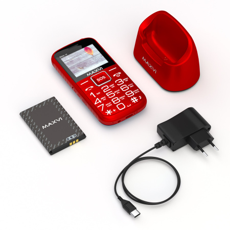 Сотовый Maxvi B5ds up Red 2sim/2"/220*176/microSD/0.3МП/1500мАч/моноблок