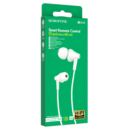 Гарнитура проводная BOROFONE BM49 вставные, кабель 1.2м, белый