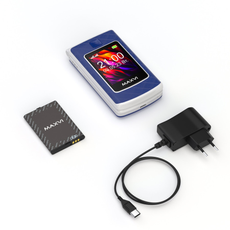 Сотовый Maxvi E28 Blue 2sim/2.8+2.4"/320*240/microSD/0.3МП/Bt/раскладушка