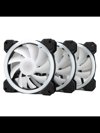 Кулер в корпус 120x120x25 TESLA RGB 120-LD3 (hydrodynamic/1200rpm/3pin+molex/RGB/белый)(набор из 3 кулеров)
