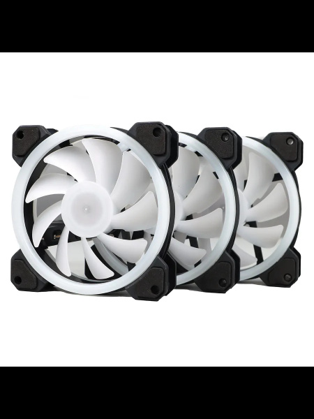 Кулер в корпус 120x120x25 TESLA RGB 120-LD3 (hydrodynamic/1200rpm/3pin+molex/RGB/белый)(набор из 3 кулеров)