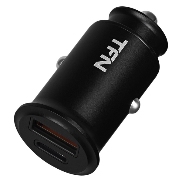 Автомобильное_З\У - USB + Type C 5A 30W TFN Rapid+, черное (TFN-CCRPD30W01)
