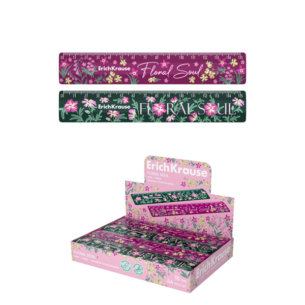 Линейка 15см. ErichKrause "Floral Soulf" ассорти (63375)