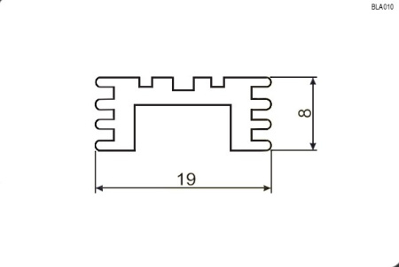 Радиатор  19*25*8мм, п-образный, алюминий, BLA010-25