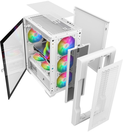 Корпус mATX Б_БП 1STPLAYER TRILOBITE T3 White (USB, Audio,TG,4x120mm LED,белый)[T3-WH-4F1-W]