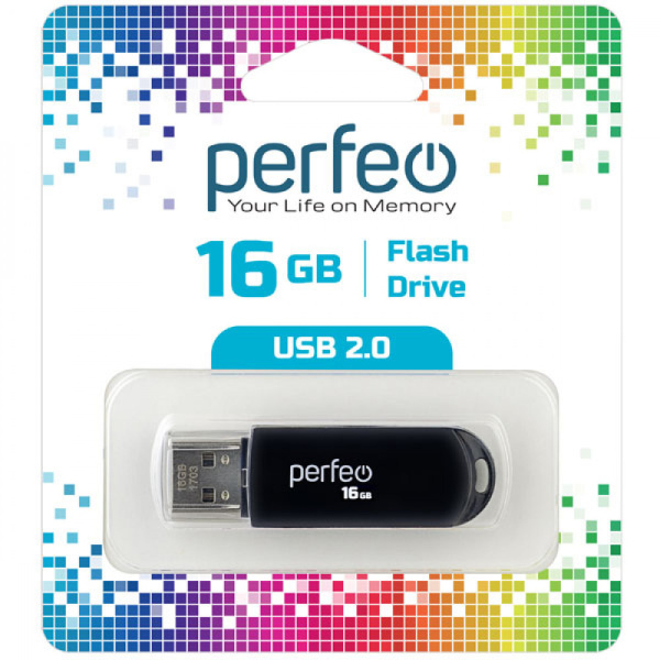Флеш-накопитель USB2.0 16Gb Perfeo C03 (PF-C03B016) Черный