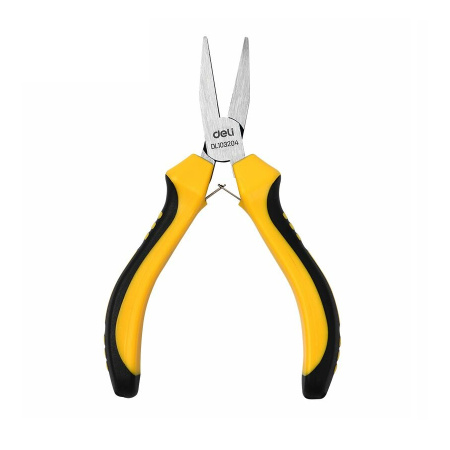Плоскогубцы 125мм, Deli DL103204, ровные поверхности губок, двухкомпонентная рукоять