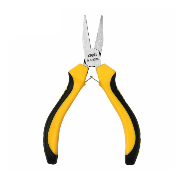 Плоскогубцы 125мм, Deli DL103204, ровные поверхности губок, двухкомпонентная рукоять