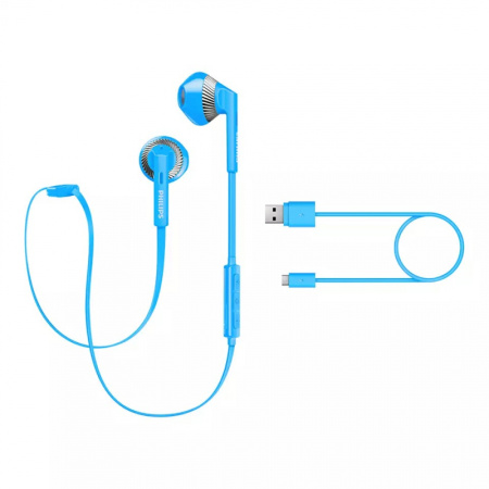 Гарнитура Bluetooth Philips SHB5250BL/00 вставные, Bt4.1, 32 Ом, 107дБ, время работы до 4,5ч Голубой