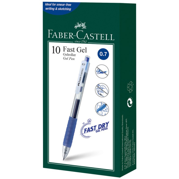 Ручка гелевая Faber-Castell "Fast Gel", автомат, синяя, 0,7мм, грип (641751)
