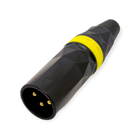 Разъем XLR штекер, на кабель, металл, желтый