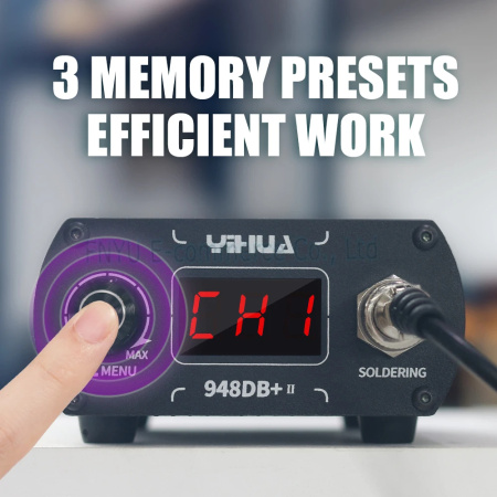 Паяльная станция Yihua 948DB+II, паяльник 200..480°С, 75вт, T12