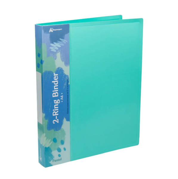 Папка 2 кольца Бюрократ "Pastel", 27мм, 500мкм, зеленый PAST0812/2RGRN