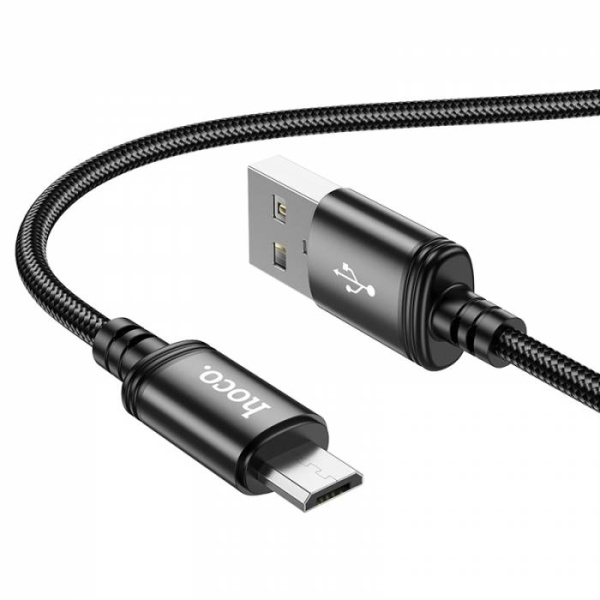 Кабель MicroUSB(m) - USB(m) HOCO X89 1м 2.4A текстильный черный