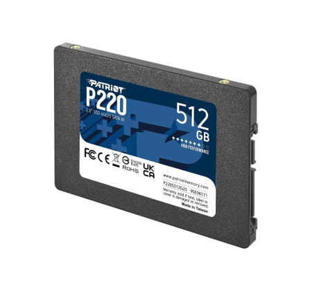 SSD-накопитель 512Гб Patriot P220 [P220S512G25](3D TLC,550/500 Мб/с)