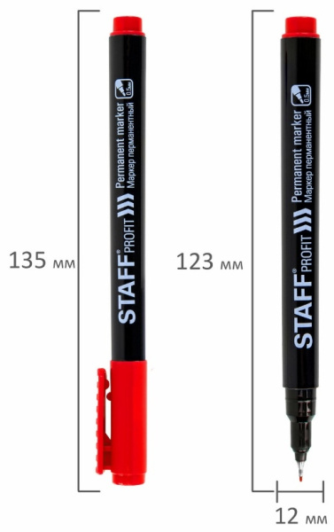 Маркер перманентный STAFF "Profit PM-105" 0,5мм., красный (152172)