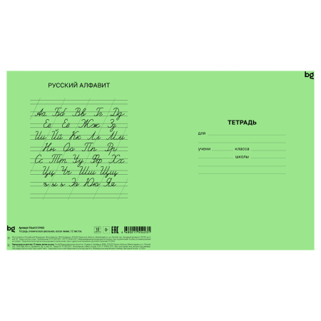 Тетрадь 12л. косая лин. зеленая BG Т5ск12 57423