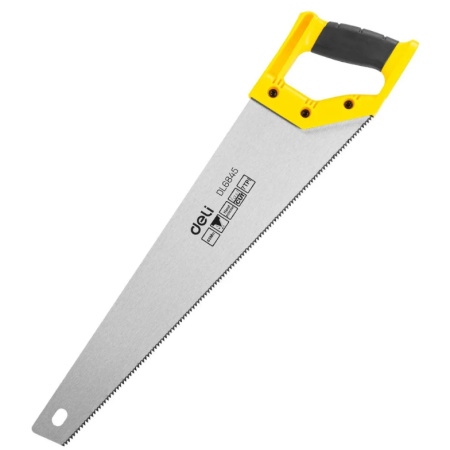 Ножовка по дереву Deli DL6845 450мм, шлифовка зубцов с 2-х сторон, литая рукоять из двухкомпонентного противоударного пластика.