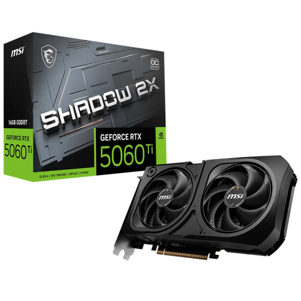 Видеокарта MSI RTX5060Ti SHADOW 2X OC PLUS 16GB GDDR7 128bit 3xDP HDMI 2FAN RTL