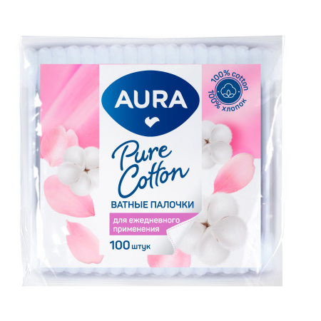 Ватные палочки Aura "Beauty", 100шт. пакет