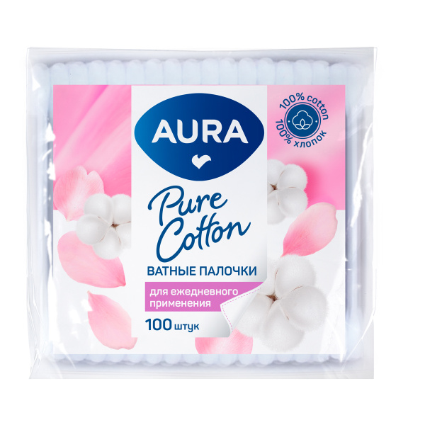 Ватные палочки Aura "Beauty", 100шт. пакет