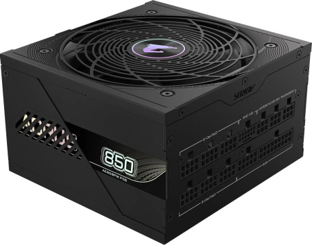 Блок питания 850Вт Gigabyte AORUS AE850PM PG5 (PCIe Gen 5.1, ATX 3.0,APFC,120мм,6PCI-E,12VHPWR,8SATA,80+Platinum,модульный)