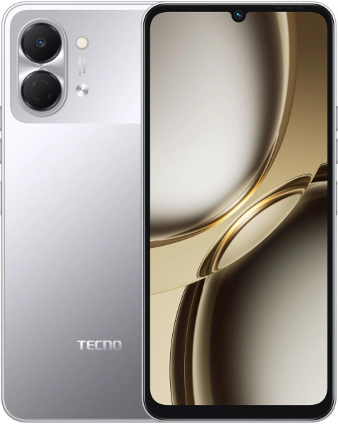 Смартфон Tecno Spark Go 3 64Gb 4Gb серый моноблок 3G 4G 2Sim 6.75" 720x1600 Android 15 13Mpix 802.11 a/b/g/n/ac GPS GSM900/1800 Protect microSD max1024Gb