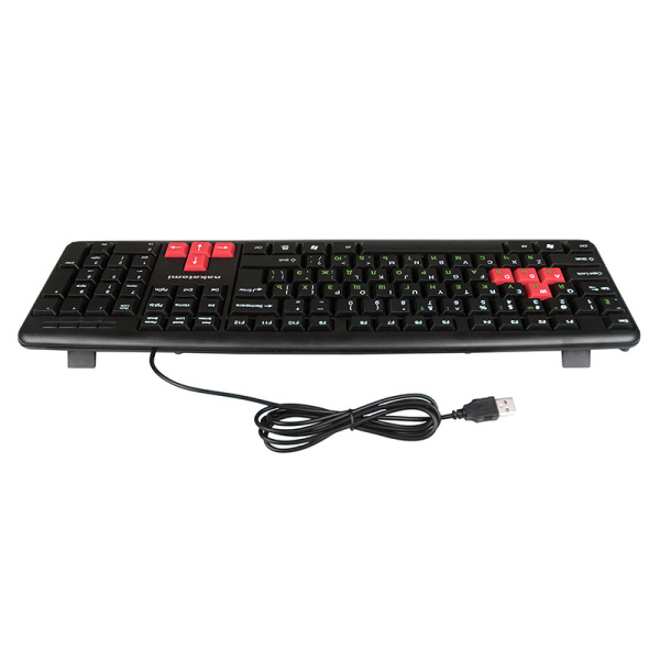 Клавиатура USB Nakatomi Navigator  KN-02U мембранная, 104 клавиш, Black-red
