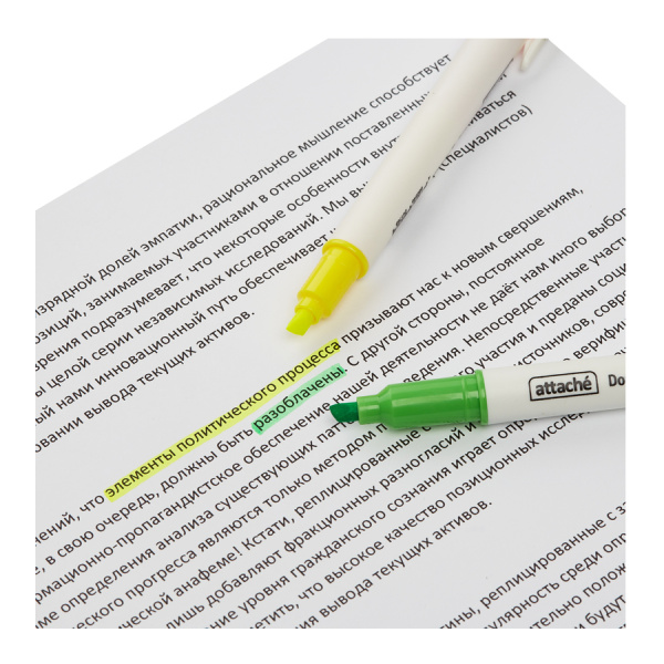 Маркер текстовыделитель Attache "Double" желтый/зеленый 1-4 мм (958564)