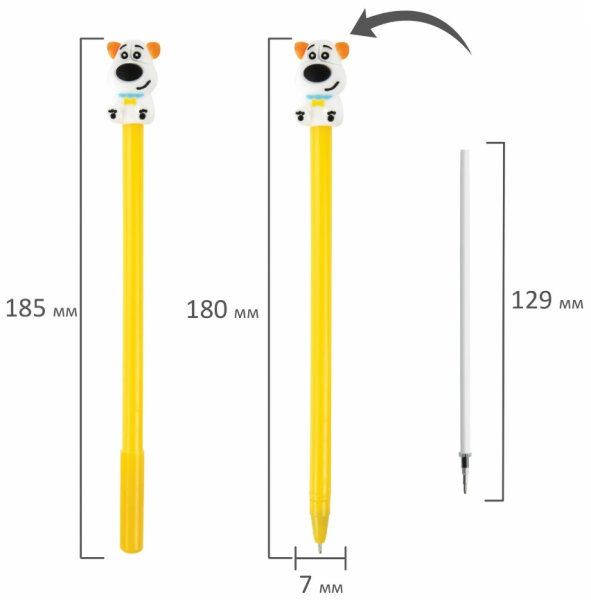 Ручка шариковая ЮНЛАНДИЯ "Собачка" 0,7мм, синяя (143807)