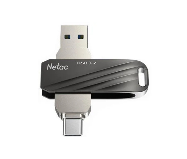 Флеш-накопитель USB3.0+Type C 32GB Netac US11 (NT03US11C-032G-32BK) черно-серебристый