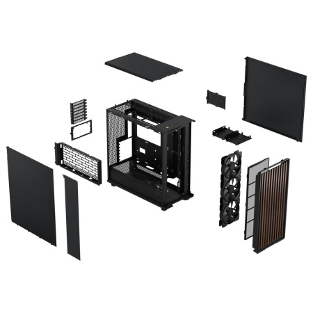 Корпус без блока питания/ Case Fractal Design North XL, Full-Tower, 3x140mm, 2xUSB-A 3.0 + 1xUSB 3.2 Type-C E-ATX, ATX, mATX, mITX Wood panel Charcoal Black