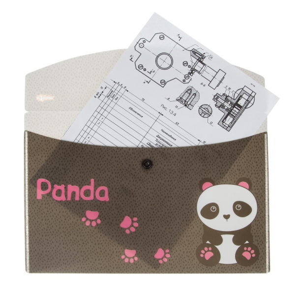 Папка-конверт на кнопке №1 School А5 "Panda" (1725966)