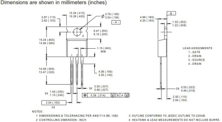 транзистор FET IRF530N Infineon 100V 17A N-Ch 0.09ohm TO220